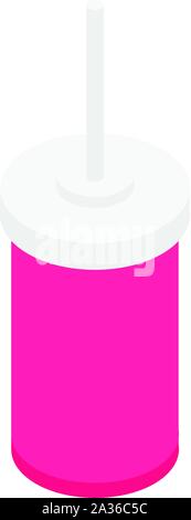 Cola plastic glass icon, isometric style Stock Vector