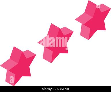 Three star rating icon, isometric style Stock Vector