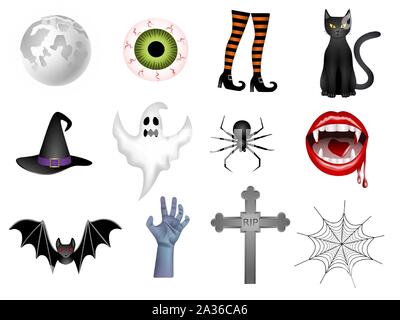 halloween items illustration Stock Vector