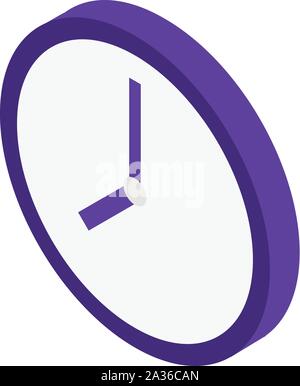 Purple wall clock icon, isometric style Stock Vector