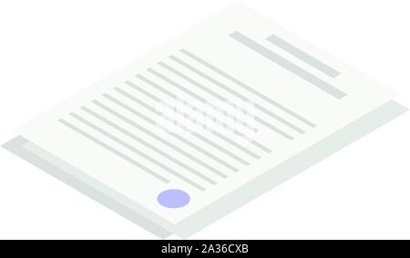 Paper documents icon, isometric style Stock Vector