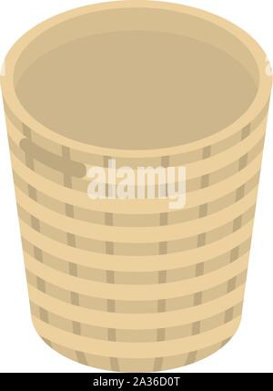 Picnic wicker icon, isometric style Stock Vector