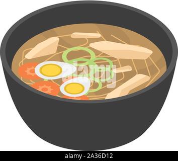 Ramen black bowl icon, isometric style Stock Vector