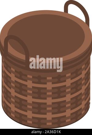 Round wicker icon, isometric style Stock Vector
