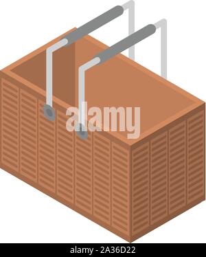 Food wicker icon, isometric style Stock Vector