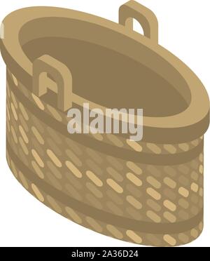 Empty wicker icon, isometric style Stock Vector
