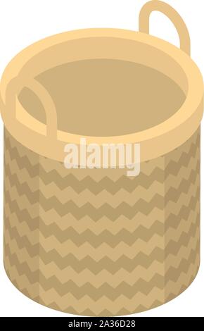 Bamboo wicker icon, isometric style Stock Vector