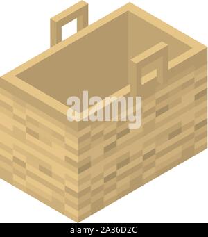 Vegetables wicker icon, isometric style Stock Vector