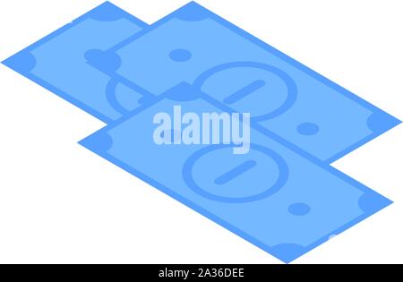 Blue money icon, isometric style Stock Vector