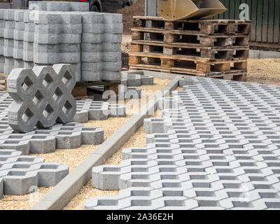 Laying of concrete blocks Stock Photo