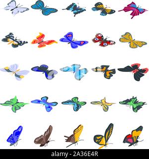 Butterfly icons set, isometric style Stock Vector