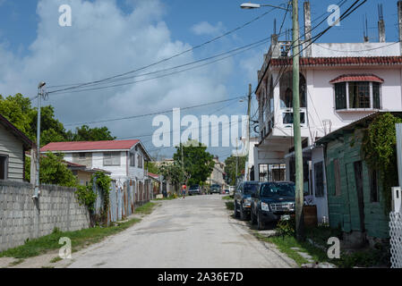 Orange Walk, Belize - May 21, 2017:  The village of Orange Walk Town in Belize, Central America. Stock Photo