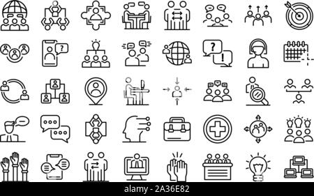 Advice icons set, outline style Stock Vector