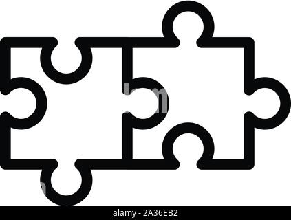 Two connected puzzles icon, outline style Stock Vector