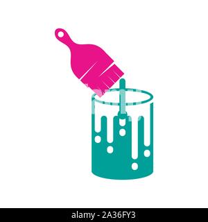 Brush Painter Bucket logo design template Painting service Isolated Stock Vector