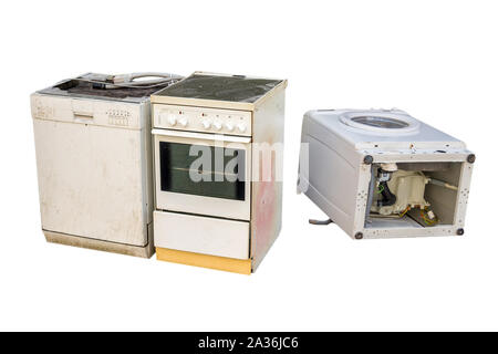 Old electrical appliances isolated Stock Photo