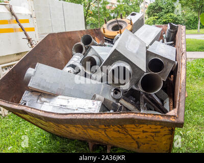 Iron scrap container Stock Photo