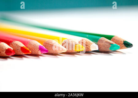 Several color pencils isolated on white background Stock Photo