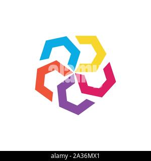 Color abstract logo template. Design hexagon element, sign, symbol - Vector Stock Vector