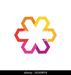 Colorful hexagon logo. Hexagonal design element, hexagon logo template, Stock Vector