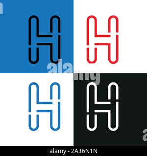 Creative unique stylish symbolic artistic black, white, red and blue color H initial based letter icon logo - Vector - Vector Stock Vector
