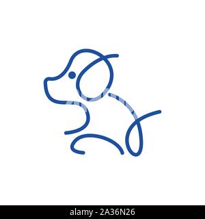 Dog minimalism line logo. Pet store vector logotype. Puppy linear sign icon symbol - Vector Stock Vector