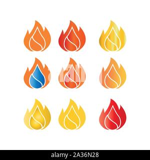 Fire logo or icon set. Different color Fire protection - vector - Vector Stock Vector