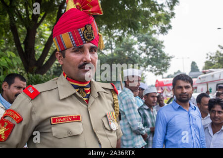 An Indian man dressed up for a celebration in the capital Stock Photo