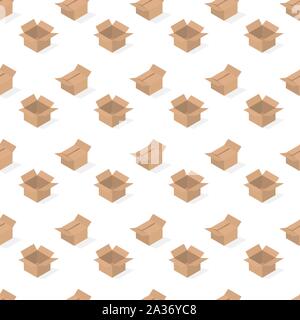 Seamless background from a set of 3D cardboard boxes, vector illustration. Stock Vector