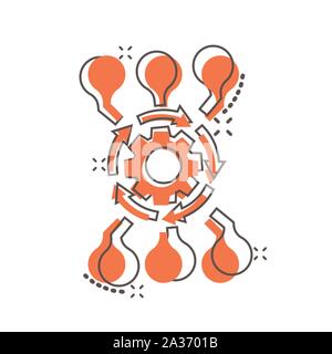 Vector cartoon algorithm api software icon in comic style. Gear with ...