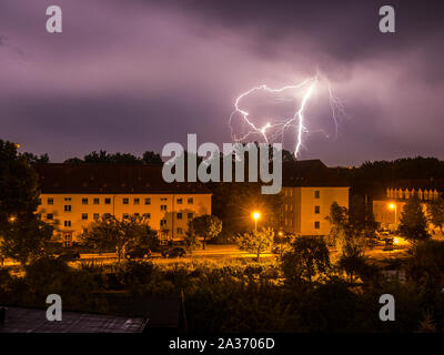 Thunderstorm over the city Stock Photo