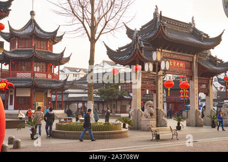 SHANGHAI, CHINA - CIRCA FEBRUARY, 2013: Chinese style buildings seen in Shanghai. Stock Photo