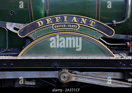 GWR Castle Class locomotive 5080 Defiant at Tyseley Raiwlay Centre, Birmingham, UK Stock Photo