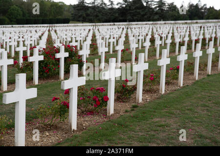 White Cross in a military cemetery in Verdun, France Stock Photo