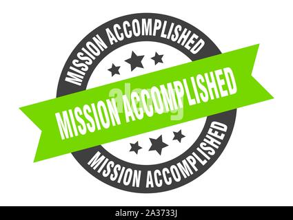 mission accomplished sign. mission accomplished black-green round ribbon sticker Stock Vector