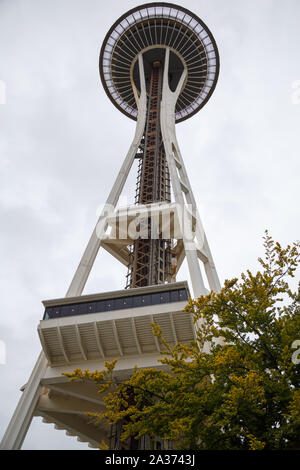 The Space Needle is an observation tower built in 1962 for the Century 21 Exposition world fair at Seattle Center, Seattle, Washington, USA.