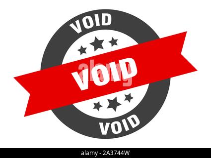 void sign. void black-red round ribbon sticker Stock Vector