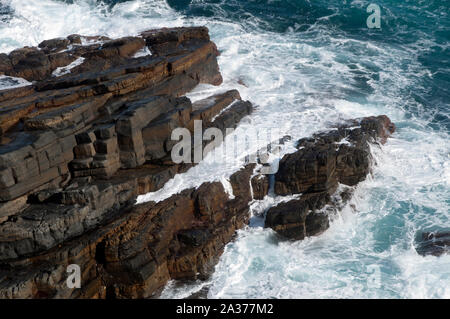 Kangaroo Island Australia, waves breaking over rocky headland Stock Photo