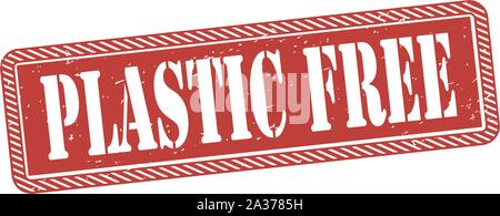 Plastic free sign or stamp on white background, vector illustration Stock Vector