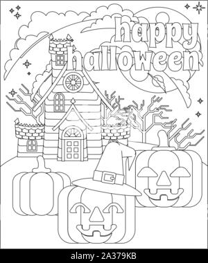 Happy Halloween Haunted House Pumpkin Background Stock Vector