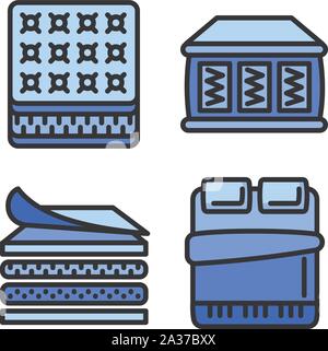 Mattress icons set. Outline set of mattress vector icons for web design isolated on white background Stock Vector