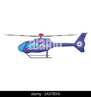 Police helicopter icon isolated on white background, air transport, aviation, vector illustration. Stock Vector