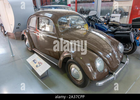 A VW Export Limousine 'Beetle' (1949) in the Deutsches Museum Verkehrszentrum (German Transport Museum), Munich, Germany. Stock Photo