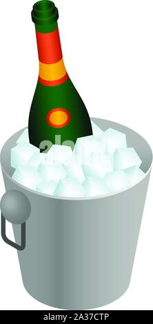 Champagne bottle ice box icon. Isometric of champagne bottle ice box vector icon for web design isolated on white background Stock Vector