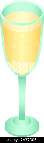 Full champagne glass icon. Isometric of full champagne glass vector icon for web design isolated on white background Stock Vector