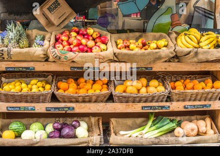 Ethical Organic produce on sale at Better Food shop at Wapping Road, Bristol. Avon. England. UK. Stock Photo