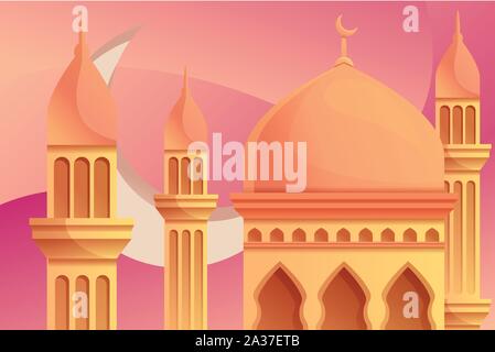 Mosque concept background. Cartoon illustration of mosque vector concept background for web design Stock Vector