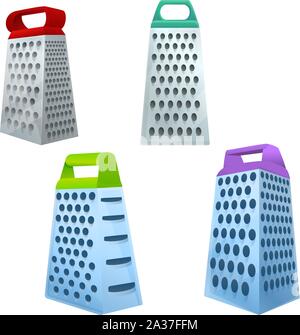 Grater icons set. Cartoon set of grater vector icons for web design Stock Vector