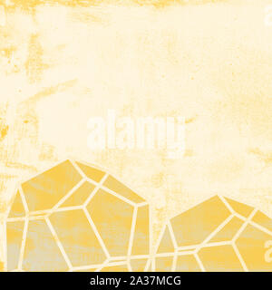 Polygons on rough paper, yellow abstract background Stock Photo