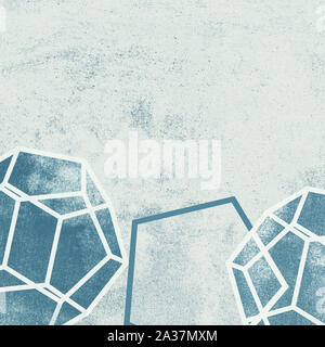 Polygons on rough paper texture, abstract background Stock Photo
